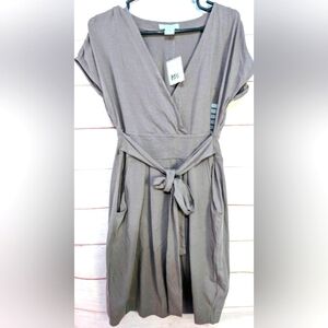 Nwt PURE Alfred Sung Chic Gray Wrap Dress Size XS